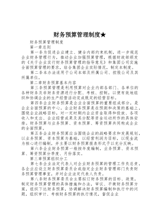 财务预算管理规章制度★ 
