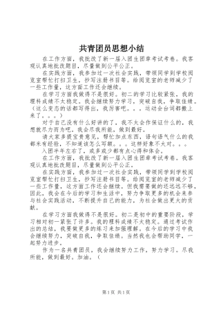 共青团员思想小结