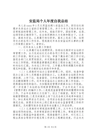 安监局个人年度自我总结