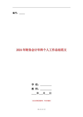 2024年财务会计年终个人工作总结范文