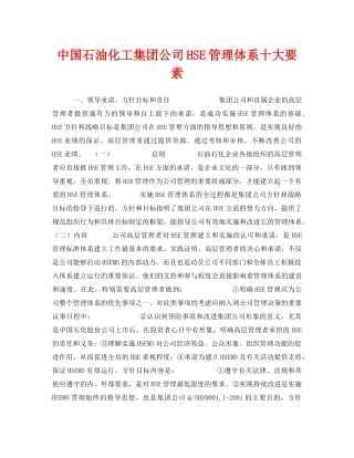 《管理体系》之中国石油化工集团公司HSE管理体系十大要素 