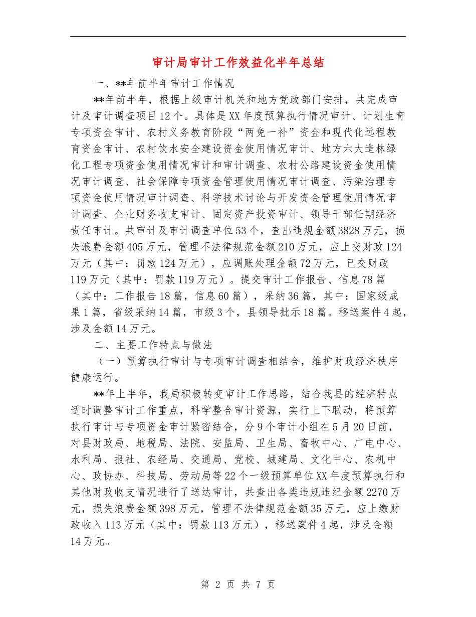 审计局审计工作效益化半年总结_第2页