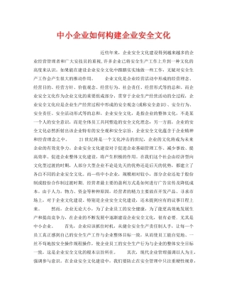 《安全文化》之中小企业如何构建企业安全文化 