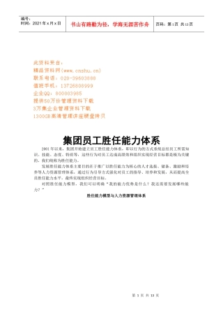 某集团员工胜任能力体系