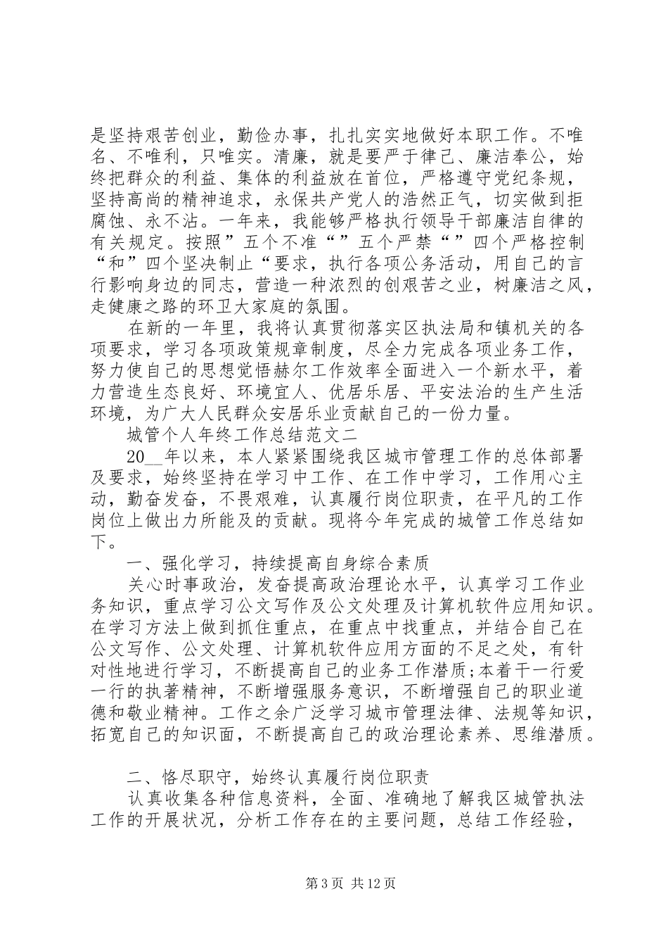 城管个人年终工作总结多篇_第3页