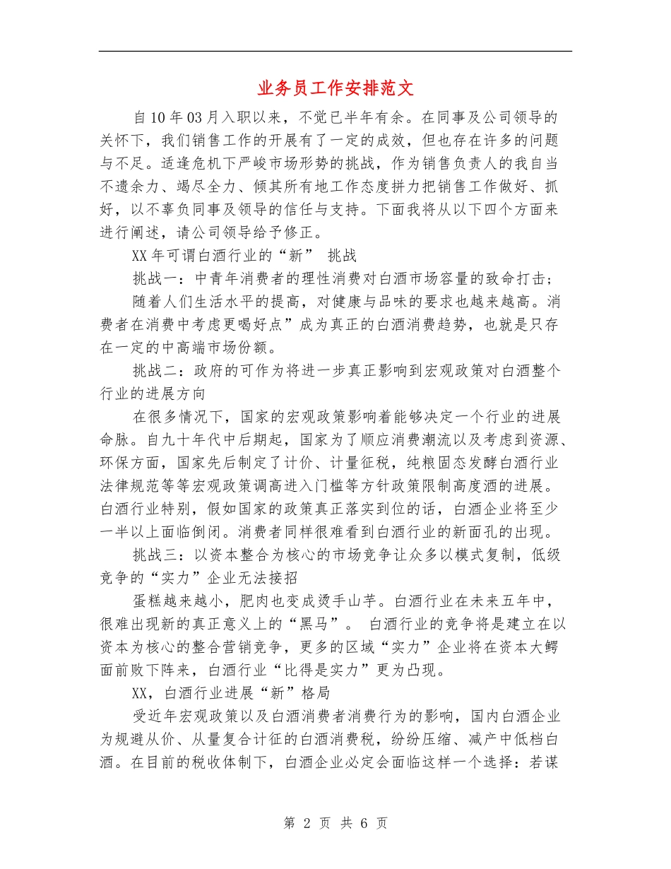 业务员工作安排范文_第2页