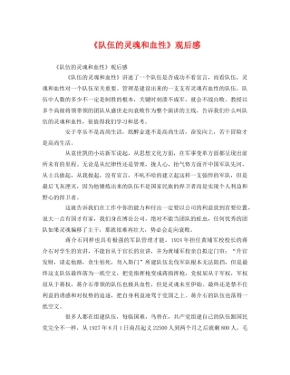 《队伍的灵魂和血性》观后感 