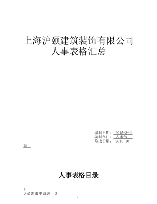 某建筑装饰有限公司人事表格汇总