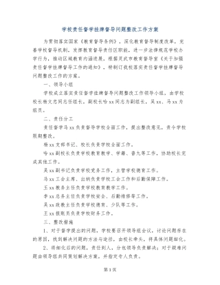 小学责任督学挂牌督导问题整改工作方案