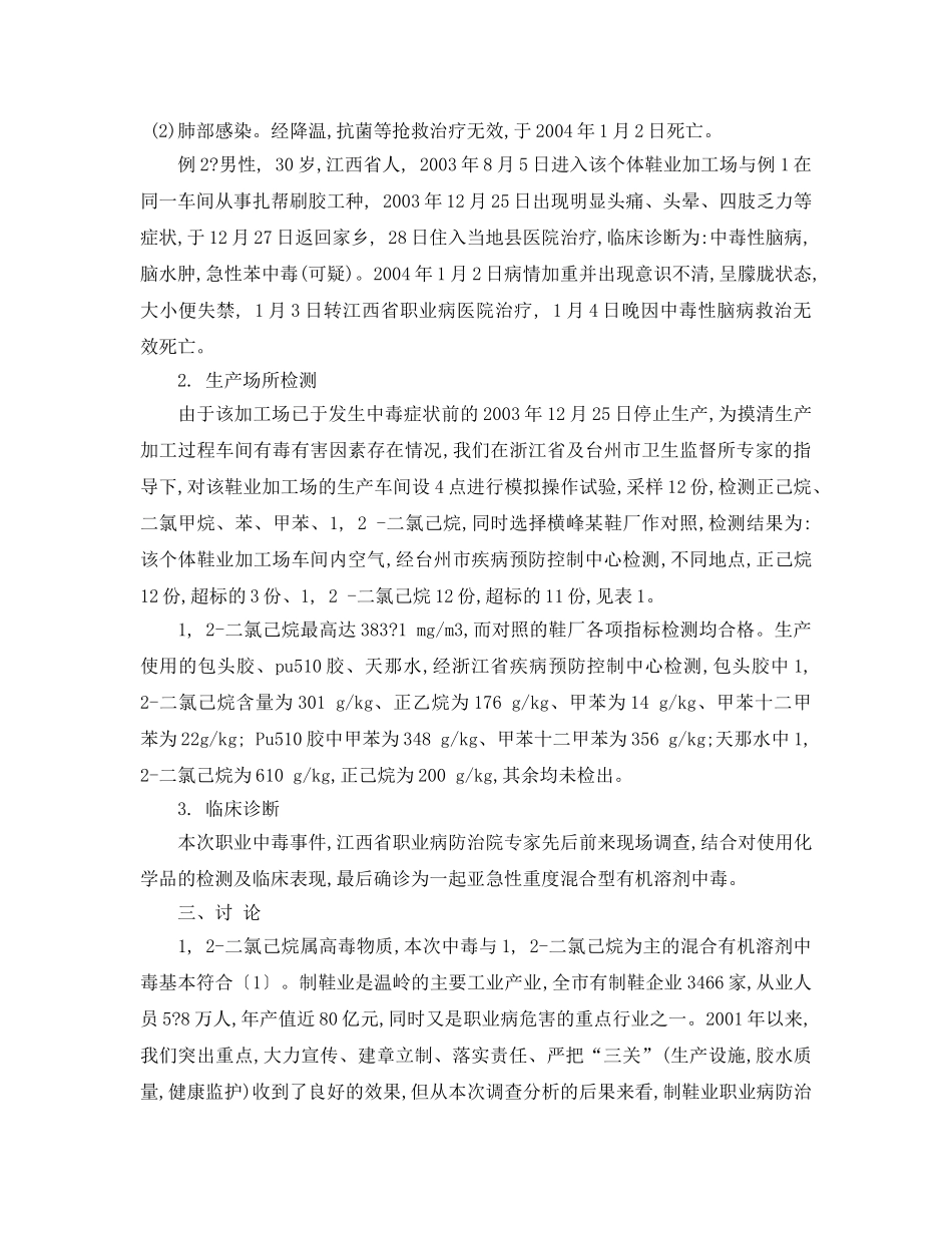 《安全管理职业卫生》之一起职业性亚急性混合有机溶剂中毒事件的调查分析 _第2页