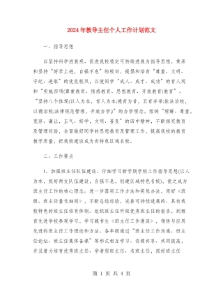 2024年教导主任个人工作计划范文