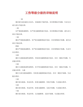 《工伤保险》之工伤等级分级的详细说明 
