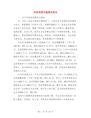 财政预算实施情况报告