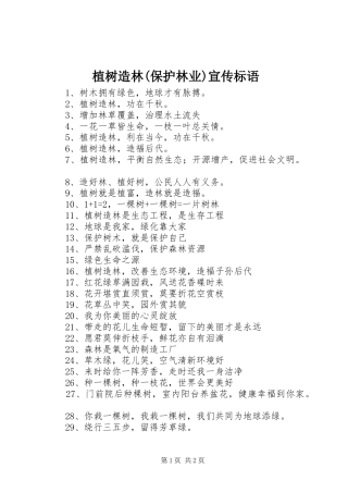 植树造林(保护林业)标语集锦