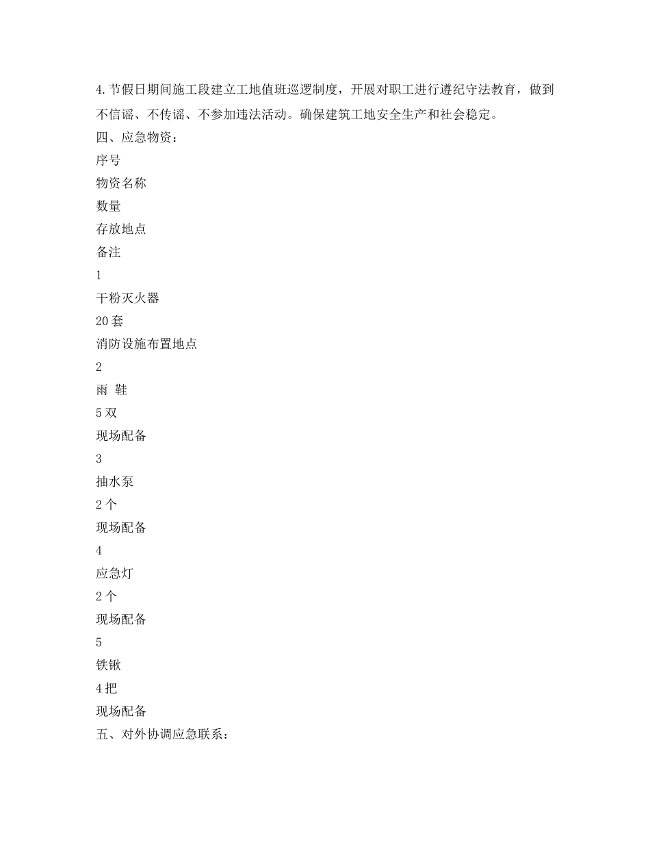 《安全管理应急预案》之某项目2019年春节停复工计划及应急预案 _第3页