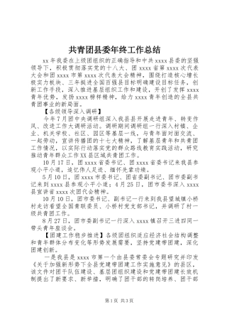 共青团县委年终工作总结