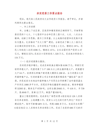 夯实党委工作要点报告