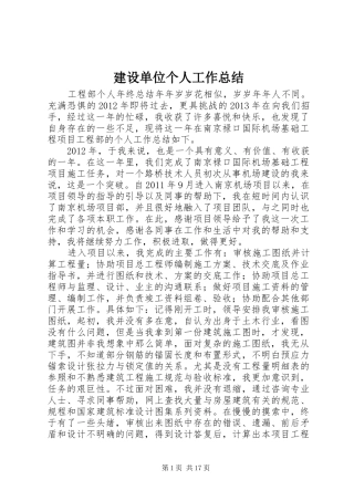 建设单位个人工作总结