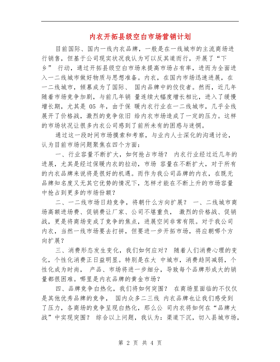 内衣开拓县级空白市场营销计划_第2页