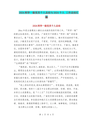 2024两学一做党员个人总结与2024个人-工作总结汇编