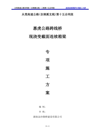 惠虎跨线桥现浇变截面箱梁施工方案培训资料