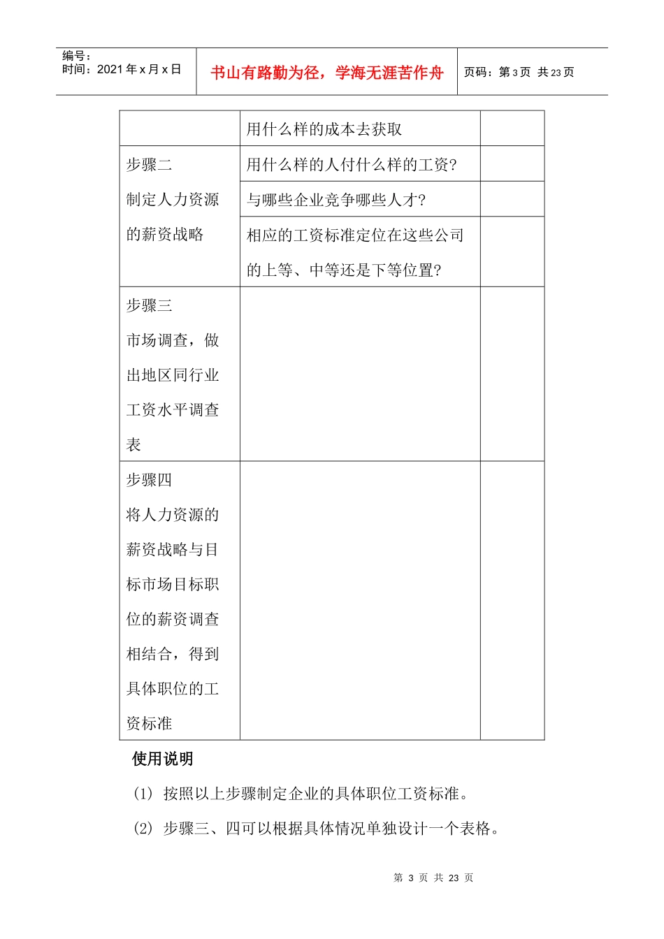 现代企业薪资福利设计及系列表单doc22(1)_第3页