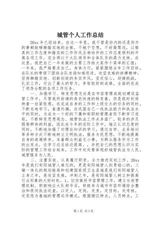 城管个人工作总结