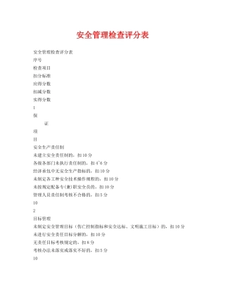 《安全管理资料》之安全管理检查评分表 