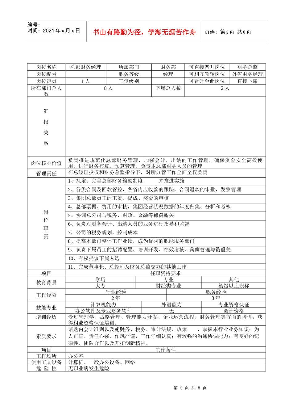 财务部各岗位职责说明书_第3页
