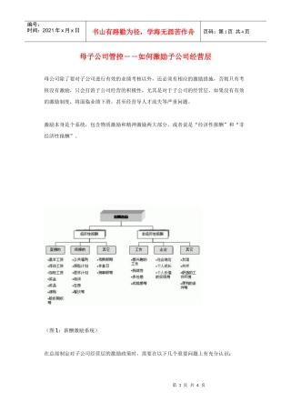 母子公司管控――如何激励子公司经营层
