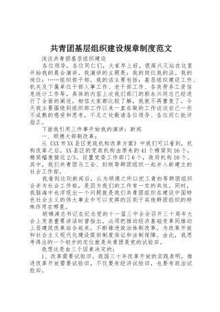 共青团基层组织建设规章规章制度范文