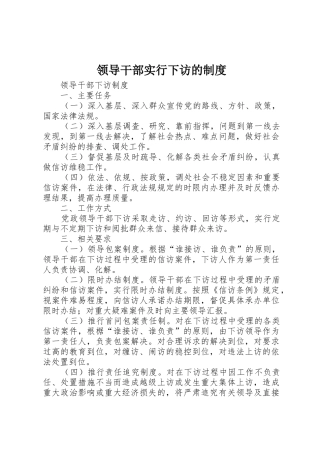 领导干部实行下访的规章制度细则