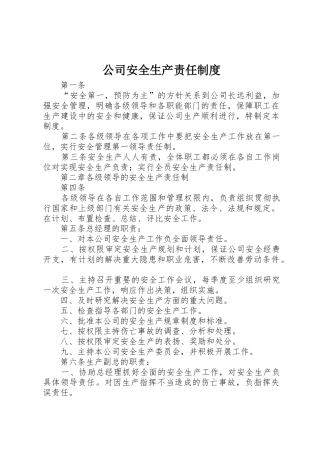 公司安全生产责任规章制度细则