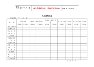 第五节 人员试用标准
