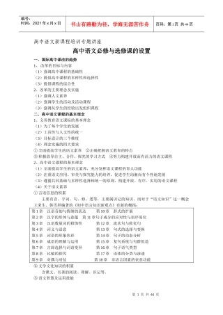 高中语文新课程培训专题讲座