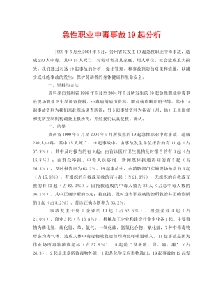 《安全管理职业卫生》之急性职业中毒事故19起分析2 