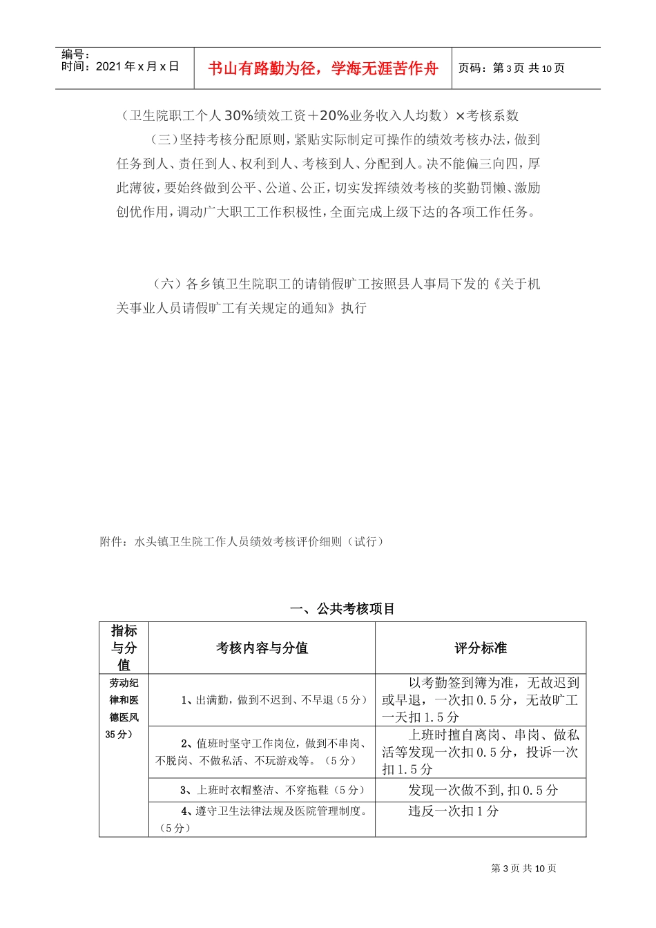 某某卫生院绩效工资实施方案介绍_第3页