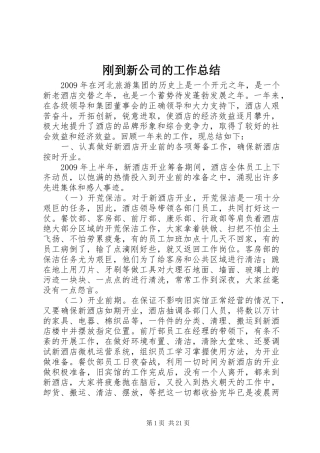 刚到新公司的工作总结