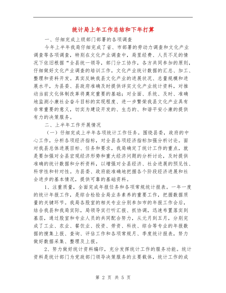 统计局上年工作总结和下年打算_第2页