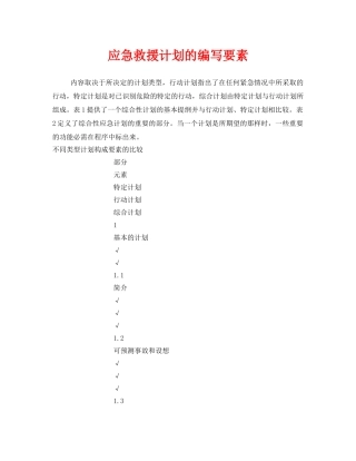 《安全管理应急预案》之应急救援计划的编写要素 