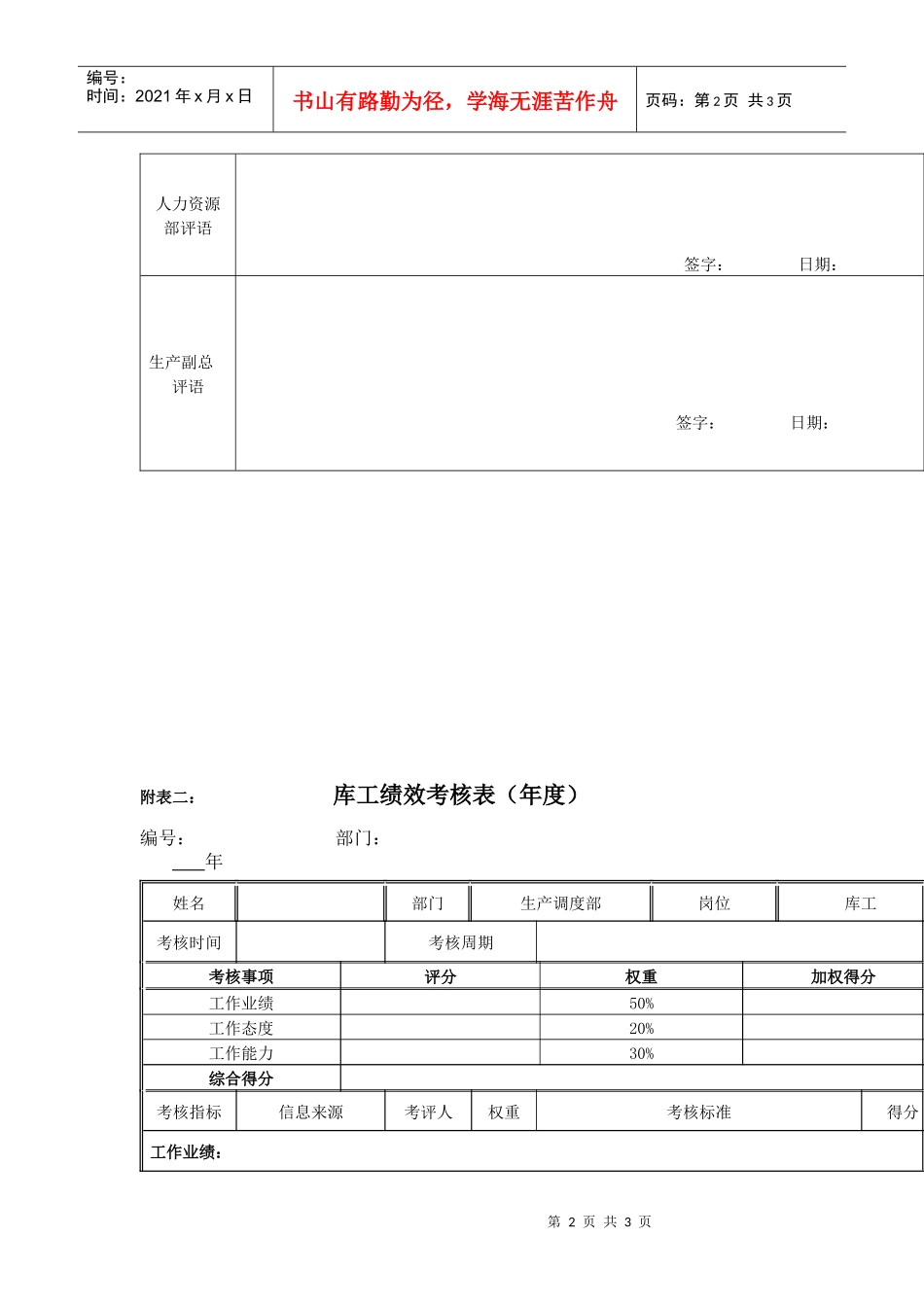江动股份-库工岗位绩效考核表_第2页