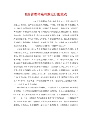 《管理体系》之HSE管理体系有效运行的重点 