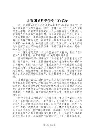共青团某县委员会工作总结