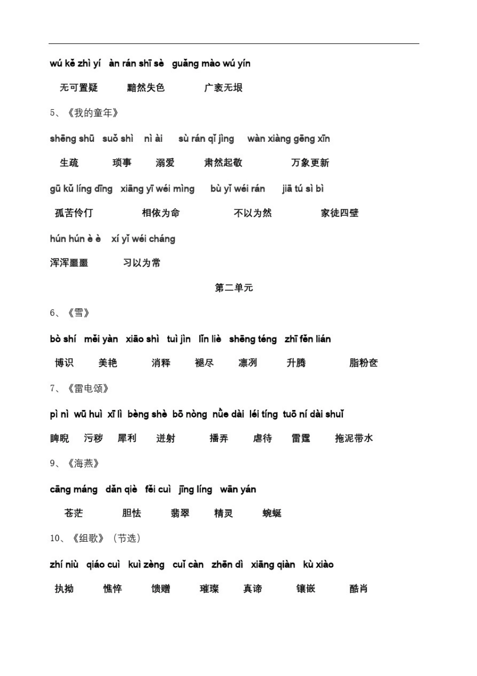 人教版八年级下册语文课后生字词拼音_第3页