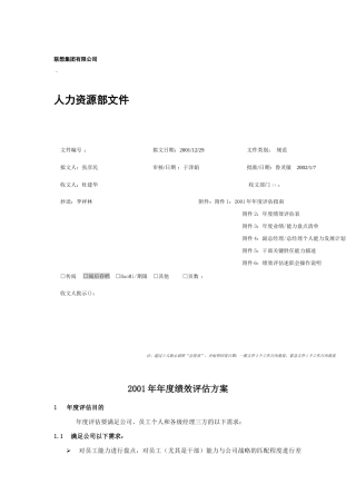 联想公司年度绩效评估方案