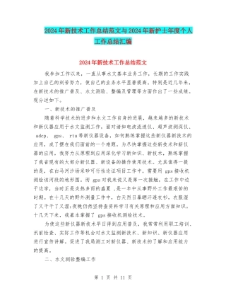 2024年新技术工作总结范文与2024年新护士年度个人工作总结汇编