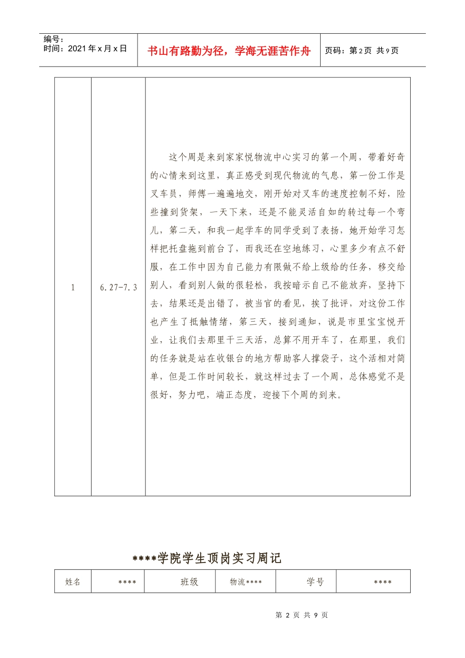 某学院学生顶岗实习周记_第2页