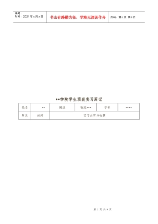 某学院学生顶岗实习周记