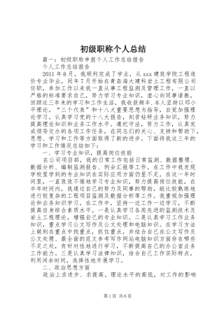初级职称个人总结