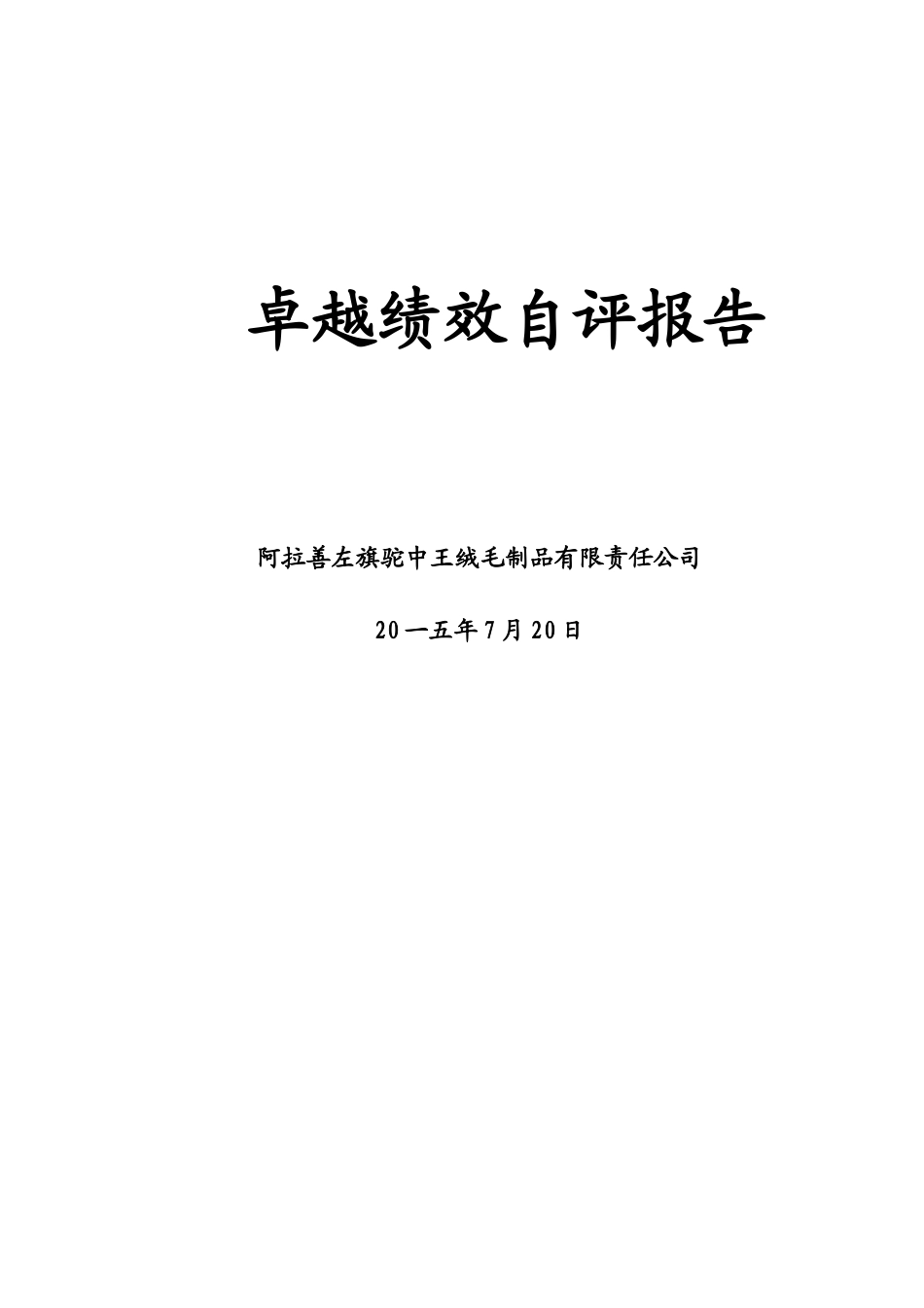 某绒毛制品有限责任公司卓越绩效自评报告_第1页